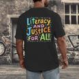 Literacy And Justice For All Protect Banned Books Library Men's Back Print T-Shirt Literacy And Justice For All Protect Banned Books Library Men's Back Print T-Shirt