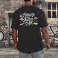 Literacy And Justice For All Protect Libraries Banned Books Men's Back Print T-Shirt Literacy And Justice For All Protect Libraries Banned Books Men's Back Print T-Shirt