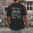 Literacy Justice For All Stop Book Banning Protect Librarian Men's Back Print T-Shirt Literacy Justice For All Stop Book Banning Protect Librarian Men's Back Print T-Shirt