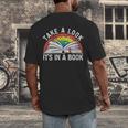 Take a Look It's In a Book Reading Vintage Retro Rainbow Men's Back Print T-Shirt