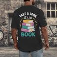 Take a Look It's In a Book Teacher Reading Apparel Men's Back Print T-Shirt