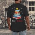Merry Bookmas Book Christmas Tree Lights Xmas Men Women Kids Men's Back Print T-Shirt Merry Bookmas Book Christmas Tree Lights Xmas Men Women Kids Men's Back Print T-Shirt