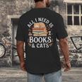 All I Need Is Books And Cats Reading Men's Back Print T-Shirt