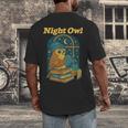 Night Owl Cozy Reading Tea Coffee Lover Bookworm Cute Men's Back Print T-Shirt Night Owl Cozy Reading Tea Coffee Lover Bookworm Cute Men's Back Print T-Shirt