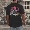 Octopus Reading Book Coffee Lover Bookaholic Bookworm Reader Men's Back Print T-Shirt
