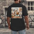 Owl Learning To Cook With Cookbook Chef Apron Stove Cooking Men's Back Print T-Shirt