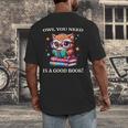 Owl You Need Is A Good Book Cute Love To Read Back 2 School Men's Back Print T-Shirt Owl You Need Is A Good Book Cute Love To Read Back 2 School Men's Back Print T-Shirt