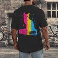 Pansexual Pride Celestial Cat Sitting Book LGBTQ Pan Colors Men Women Men's Back Print T-Shirt