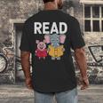 Pig Elephant Reading Cute Book Lover Bookworm Boys Girls Kid Men's Back Print T-Shirt