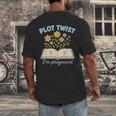 Plot Twist I'm Pregnant Literary Pregnancy Announcement Book Men's Back Print T-Shirt