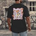 Preppy Coquette Bow Ghost Reading Books Halloween Book Men's Back Print T-Shirt Preppy Coquette Bow Ghost Reading Books Halloween Book Men's Back Print T-Shirt