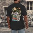 Raccoon Books Reading Flowers Men's Back Print T-Shirt Raccoon Books Reading Flowers Men's Back Print T-Shirt