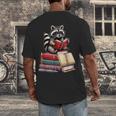 Raccoon Reading Books Matching Bookworm Readers Librarian Men's Back Print T-Shirt Raccoon Reading Books Matching Bookworm Readers Librarian Men's Back Print T-Shirt