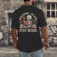 Read Books Be Kind Stay Weird Skeleton Reading Book Men's Back Print T-Shirt Read Books Be Kind Stay Weird Skeleton Reading Book Men's Back Print T-Shirt