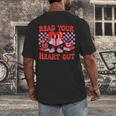 Read Your Heart Out Valentine Reading Book Kid Teacher Men's Back Print T-Shirt Read Your Heart Out Valentine Reading Book Kid Teacher Men's Back Print T-Shirt