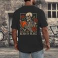 Read In Peace Skeleton Reading Book Halloween Teacher Men's Back Print T-Shirt