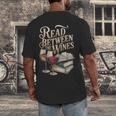Read Between The Wines Vintage Book Lovers Wine Reading Men's Back Print T-Shirt Read Between The Wines Vintage Book Lovers Wine Reading Men's Back Print T-Shirt