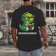Readasaurus Reading Dinosaur Book Reader Bookworm Men's Back Print T-Shirt