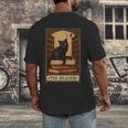 The Reader Cat Book Reading Halloween Tarot Card Men's Back Print T-Shirt The Reader Cat Book Reading Halloween Tarot Card Men's Back Print T-Shirt