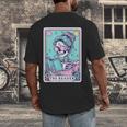 The Reader Retro Reading Skeleton Books Flowers Tarot Card Men's Back Print T-Shirt