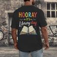 Reading Books Bibliophile Hooray It's Library Day Men's Back Print T-Shirt