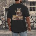 Reading Cat Book Lover Men's Back Print T-Shirt