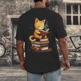 Reading Cat Books Cute Men's Back Print T-Shirt