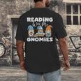 Reading With My Gnomies Gnomes Books Lover Bookworm Men's Back Print T-Shirt