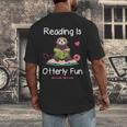 Reading Is Otterly Fun Sea Otter Book Loving Librarian Men's Back Print T-Shirt Reading Is Otterly Fun Sea Otter Book Loving Librarian Men's Back Print T-Shirt