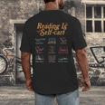 Reading Is Self Care Mental Health Read More Book Men's Back Print T-Shirt Reading Is Self Care Mental Health Read More Book Men's Back Print T-Shirt