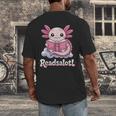 Readsalotl Axolotl Reading Cute Book Lover Bookworm Men's Back Print T-Shirt Readsalotl Axolotl Reading Cute Book Lover Bookworm Men's Back Print T-Shirt