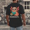 Readsolotl Kawaii Axolotl Reading Book Lover Men's Back Print T-Shirt