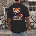 Red Panda Books Lover Reading Bookworm Men's Back Print T-Shirt