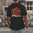 Red Roses Flowers Book Floral Men's Back Print T-Shirt