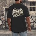 Retro Book Worm Reading For Book Lovers Men's Back Print T-Shirt