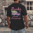 Retro Books Are My Love Language Valentine Book Lovers Men's Back Print T-Shirt