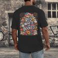 Retro Floral Red & Booked Library Reading 4th Of July Men's Back Print T-Shirt Retro Floral Red & Booked Library Reading 4th Of July Men's Back Print T-Shirt