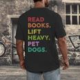 Retro Read Books Lift Heavy Pet Dogs Gym Book Lover Men's Back Print T-Shirt Retro Read Books Lift Heavy Pet Dogs Gym Book Lover Men's Back Print T-Shirt