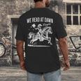 Retro We Read At Dawn Cowgirl Western Librarian Book Lover Men's Back Print T-Shirt