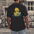 Rubber Duck Reading Book Reader Books Rubber Duckie Men's Back Print T-Shirt