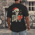 Skeleton Reading Book Christmas Teacher Librarian Book Lover Men's Back Print T-Shirt