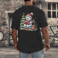 Snowman Reading Book Lovers Christmas Librarian Bookworm Men's Back Print T-Shirt Snowman Reading Book Lovers Christmas Librarian Bookworm Men's Back Print T-Shirt