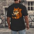 Squirrel Reading Book Lover Men's Back Print T-Shirt Squirrel Reading Book Lover Men's Back Print T-Shirt