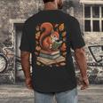 Squirrel Reading Book Lovers Fall Leaves Library Books Men's Back Print T-Shirt Squirrel Reading Book Lovers Fall Leaves Library Books Men's Back Print T-Shirt