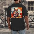 Squirrel Reading Comic Book On Autumn Branch Glasses Leaves Men's Back Print T-Shirt