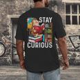 Stay Curious Monkey Reading Book Lover Bookworm Men's Back Print T-Shirt
