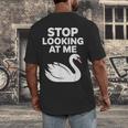 Stop Looking At Me Swan Introvert Humor Men's Back Print T-Shirt Stop Looking At Me Swan Introvert Humor Men's Back Print T-Shirt