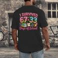 Survived 67 Days Of School Ice Cream Drip Apple Pencil Book Men's Back Print T-Shirt Survived 67 Days Of School Ice Cream Drip Apple Pencil Book Men's Back Print T-Shirt