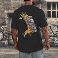 Teacher Shirt Giraffe Holding Books Bookworm Librarian Men's Back Print T-Shirt Teacher Shirt Giraffe Holding Books Bookworm Librarian Men's Back Print T-Shirt