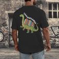 Teachersaurus Dinosaur Teachers Dino Reading Book Librarian Men's Back Print T-Shirt